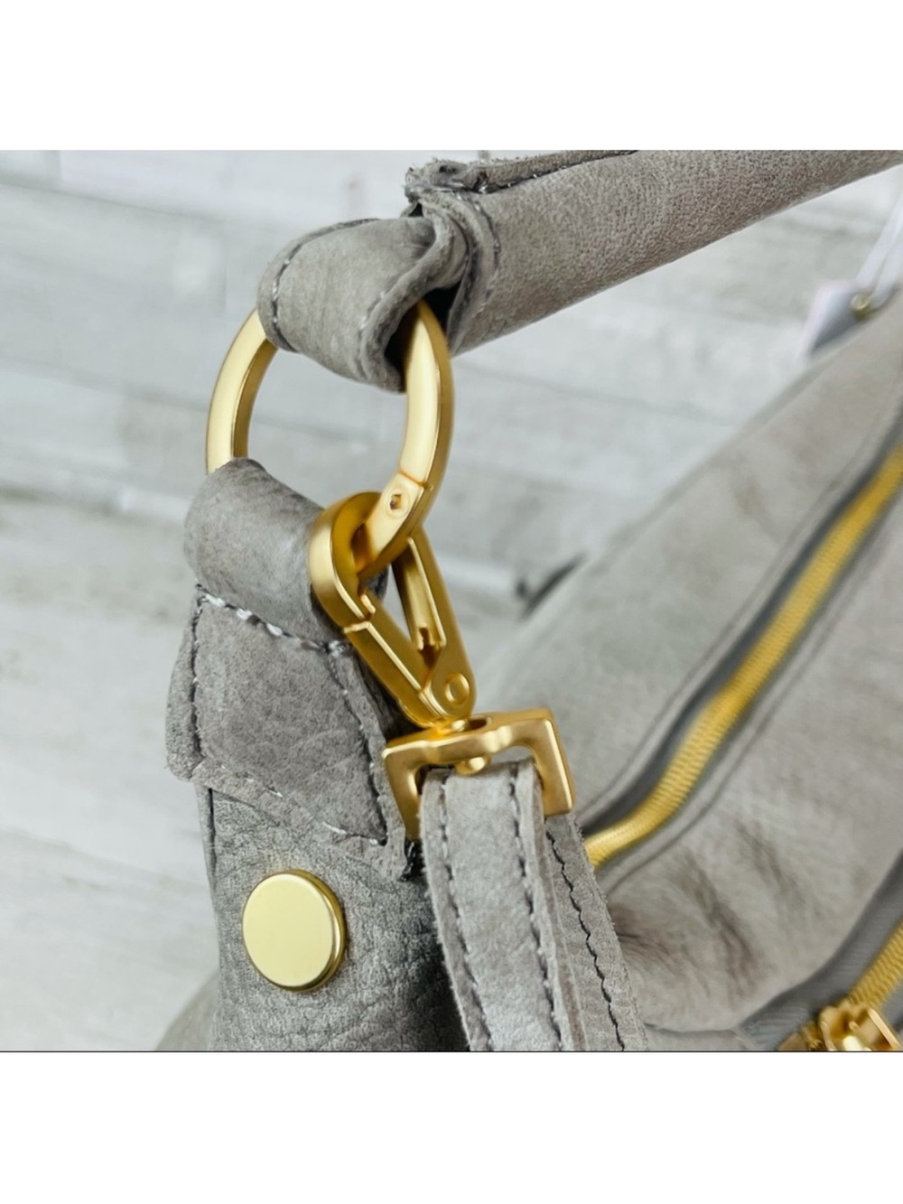 Hammett medium Becker handbag Pebbled Leather Hobo Bag with brushed gold - Picture 7 of 9
